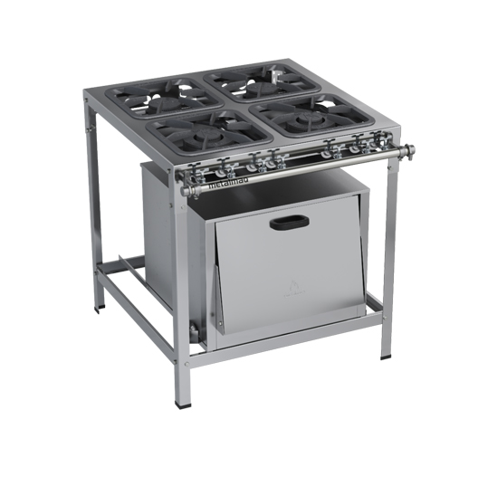 Fogo a Gs 4 Bocas Stori Top M-18 30 x 30 P-5 Parcial Inox c/ Forno - Metalmaq