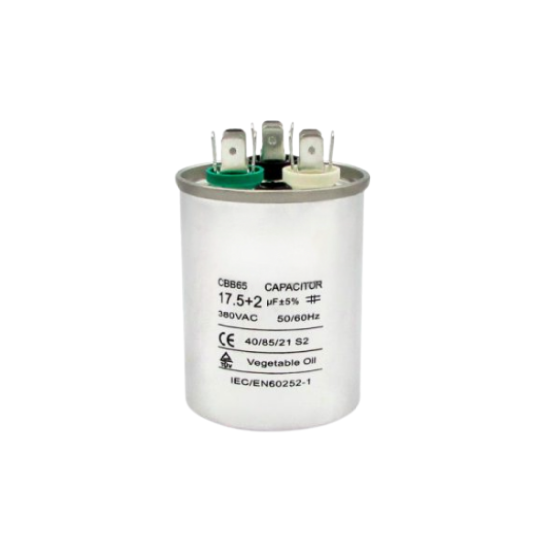 CAPACITOR DUPLO COM 3 TERMINAIS E CORPO ALUMNIO G.HVAC